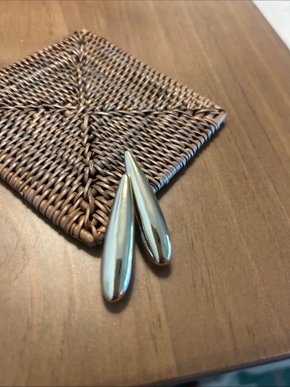 Anthropologie Gold Long Teardrop Earrings